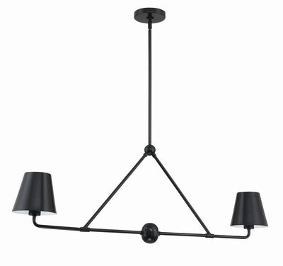 ##Antique Hardware## Xavier 2 Light Matte Black Chandelier