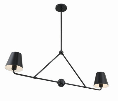 ##Antique Hardware## Xavier 2 Light Matte Black Chandelier