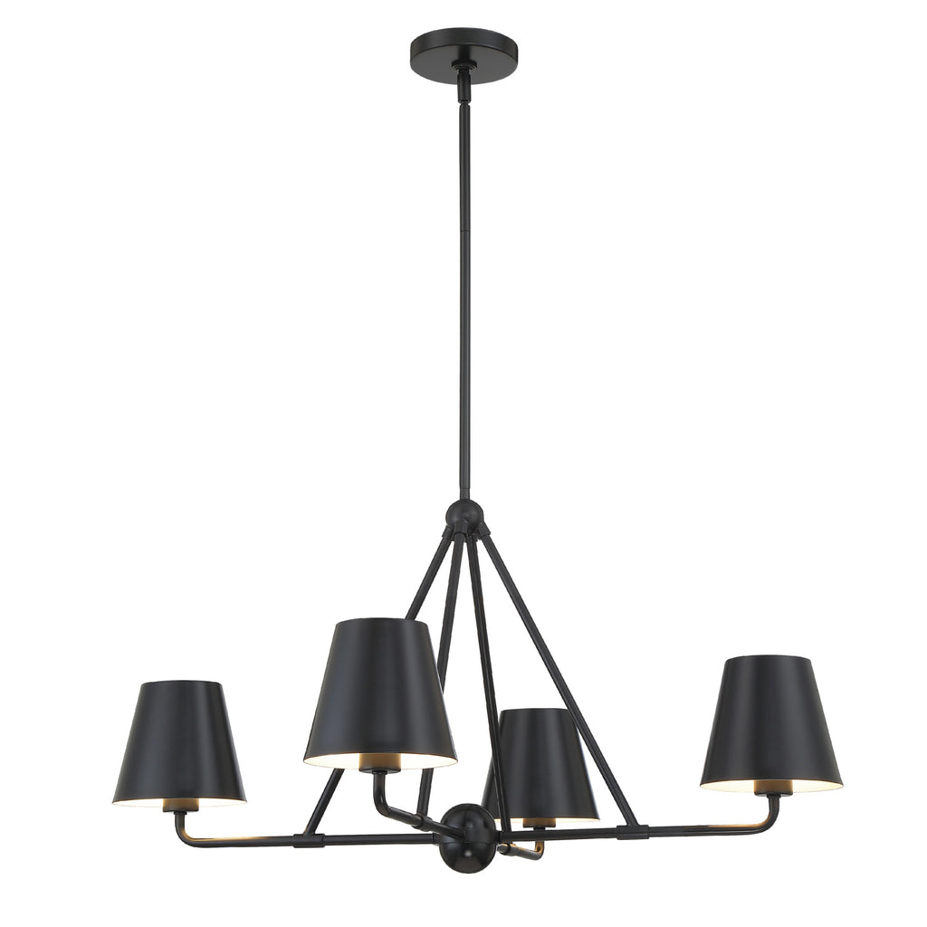 ##Antique Hardware## Xavier 4 Light Matte Black Chandelier