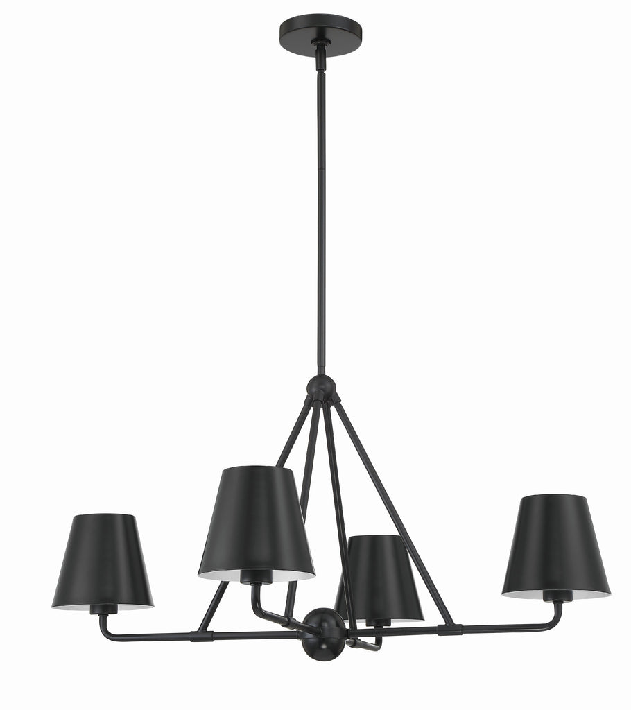 ##Antique Hardware## Xavier 4 Light Matte Black Chandelier