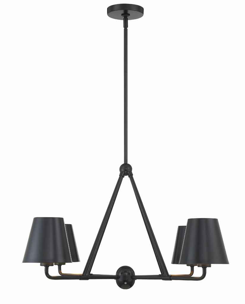 ##Antique Hardware## Xavier 4 Light Matte Black Chandelier