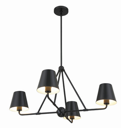 ##Antique Hardware## Xavier 4 Light Matte Black Chandelier