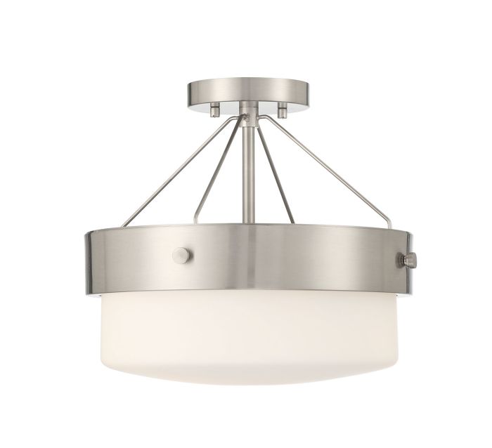 Antique Hardware Oak Street 2 Light Convertible Semi Flush in Brushed Polished Nickel Semi Flush