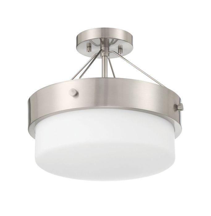 Antique Hardware Oak Street 2 Light Convertible Semi Flush in Brushed Polished Nickel Semi Flush