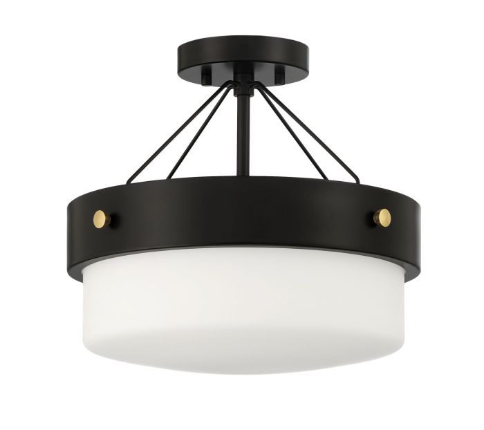 ##Antique Hardware## Oak Street 2 Light Convertible Semi Flush in Flat Black