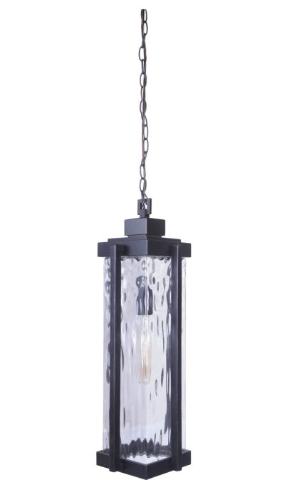 ##Antique Hardware## Pyrmont 1 Light Outdoor Pendant in Oiled Bronze Gilded with Clear Hammered Glass