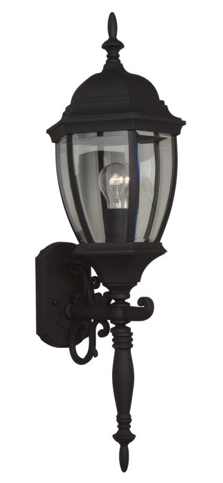 ##Antique Hardware## Bent Glass Cast 1 Light Medium Outdoor Wall Lantern in Textured Black