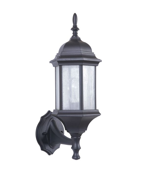 ##Antique Hardware## Hex Style Cast 1 Light Small Outdoor Wall Lantern in Textured Black