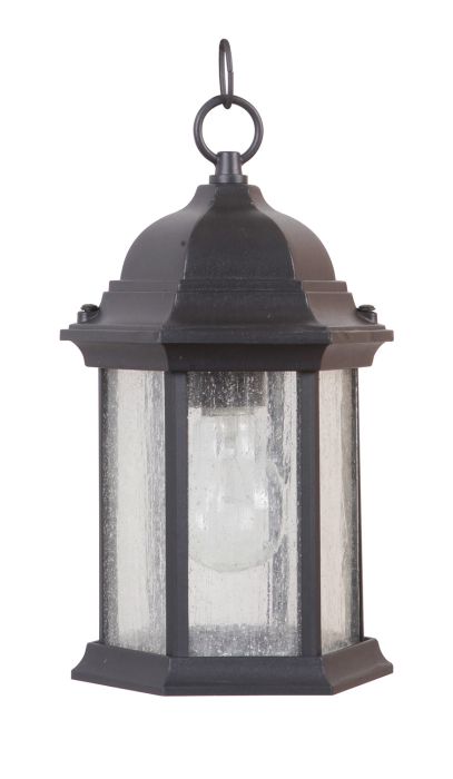 ##Antique Hardware## Hex Style Cast 1 Light Outdoor Pendant in Textured Black