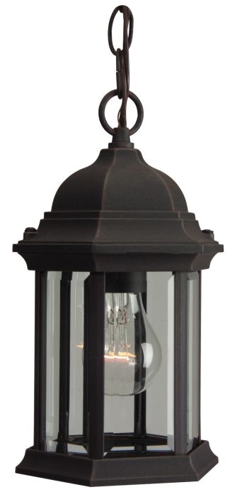 ##Antique Hardware## Hex Style Cast 1 Light Outdoor Pendant in Rust