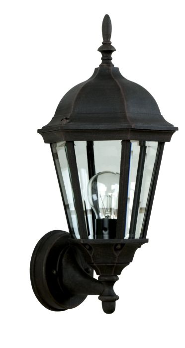 ##Antique Hardware## Straight Glass Cast 1 Light Small Outdoor Wall Lantern in Textured Black