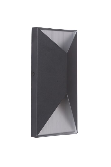 ##Antique Hardware## Peak 2 Light Small LED Outdoor Pocket Sconce in Textured Black/Brushed Aluminum