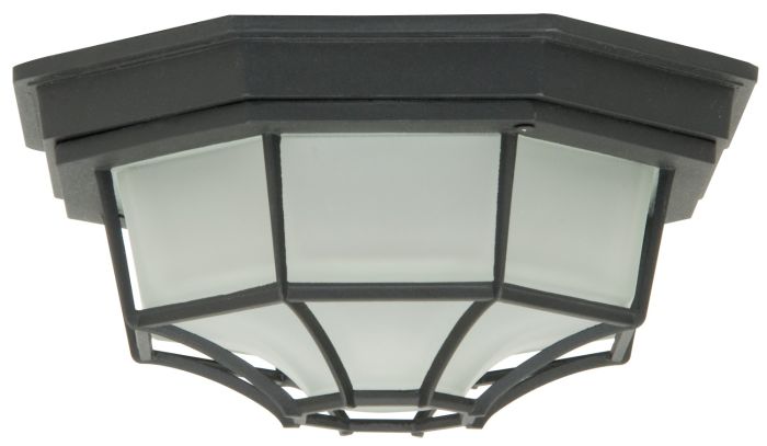 ##Antique Hardware## Octagonal Bulkhead 1 Light Small Flush/Wall Mount in Textured Black