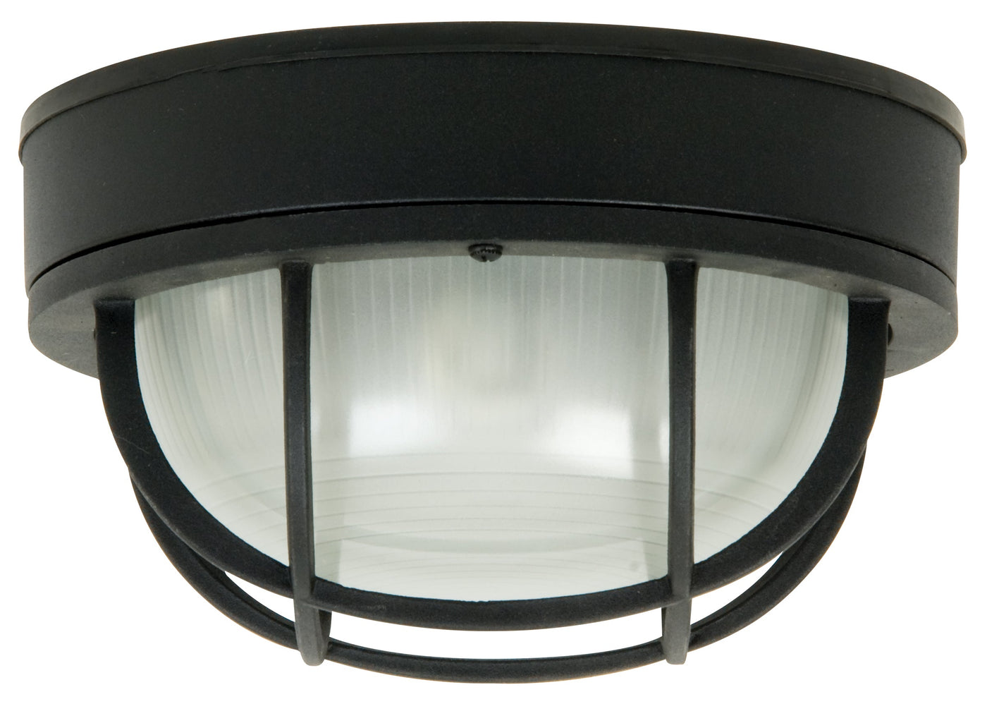 ##Antique Hardware## Round Bulkhead 1 Light Large Flush/Wall Mount in Textured Black