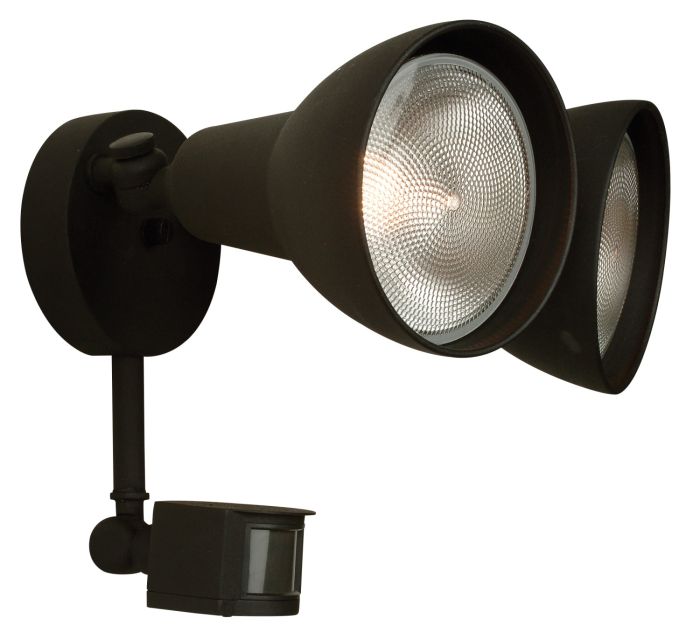 Antique Hardware 2 Light Covered Flood with Motion Sensor in Textured Black Exterior