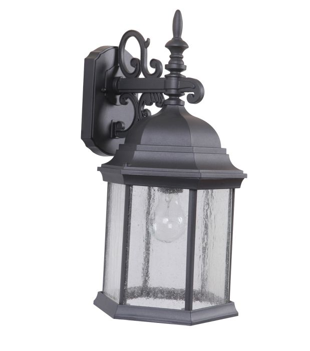 Antique Hardware Hex Style Cast 1 Light Large Outdoor Wall Lantern in Textured Black Exterior