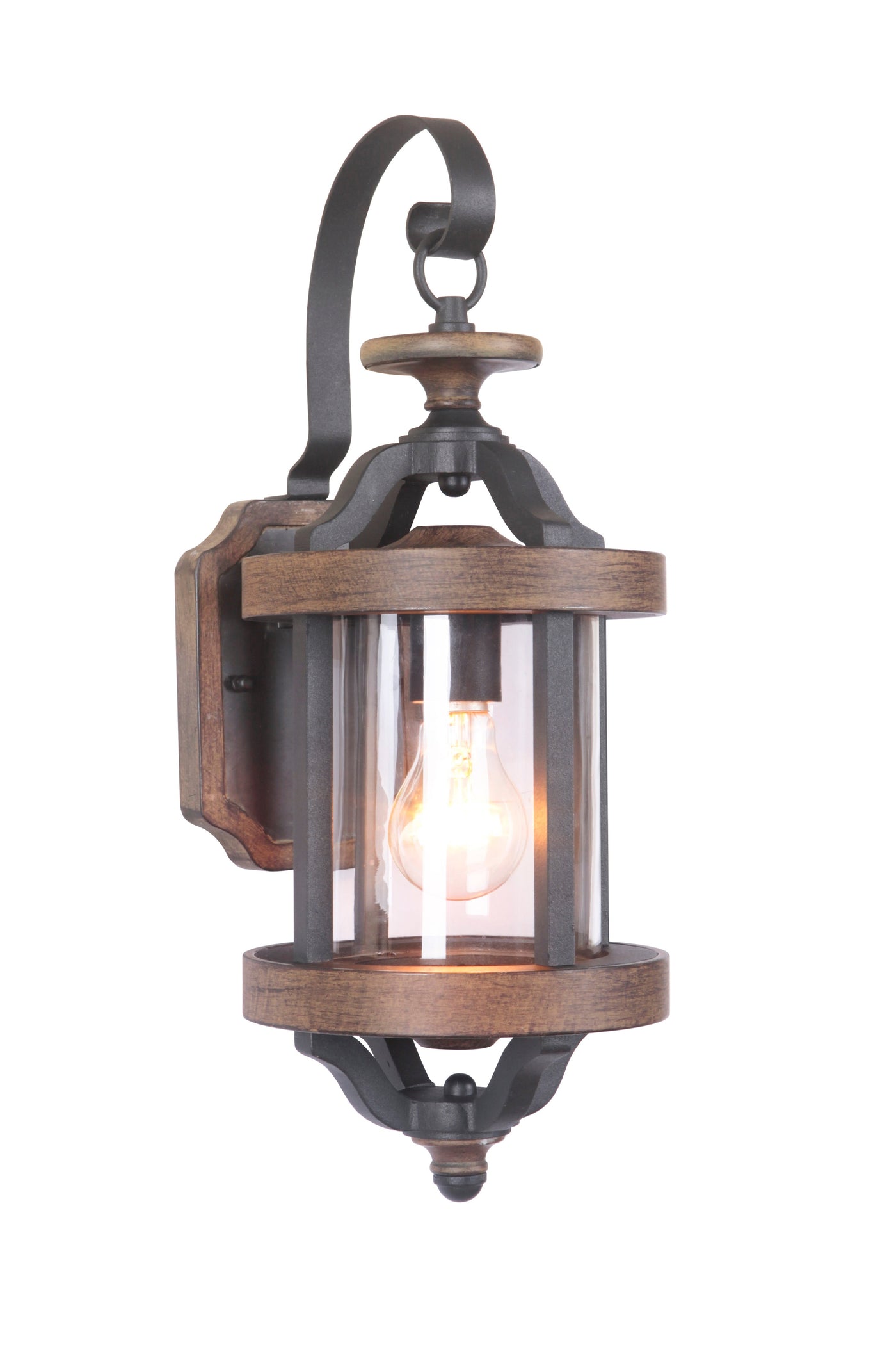 Antique Hardware Ashwood 1 Light Small Outdoor Wall Lantern in Textured Black/Whiskey Barrel Exterior