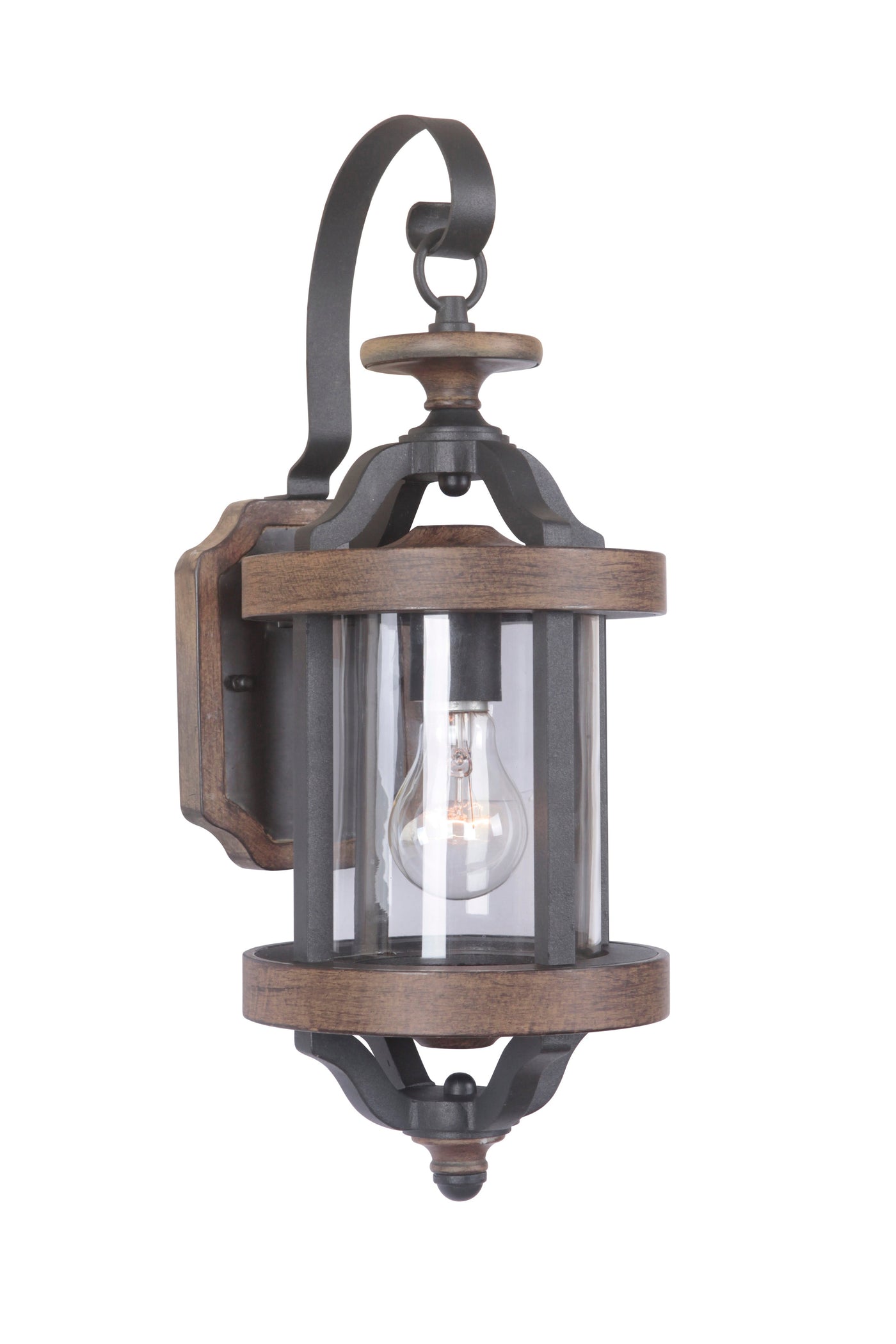 Antique Hardware Ashwood 1 Light Small Outdoor Wall Lantern in Textured Black/Whiskey Barrel Exterior