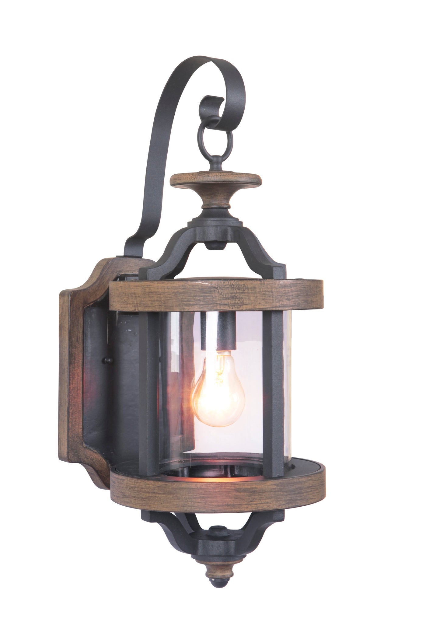 Antique Hardware Ashwood 1 Light Medium Outdoor Wall Lantern in Textured Black/Whiskey Barrel Exterior