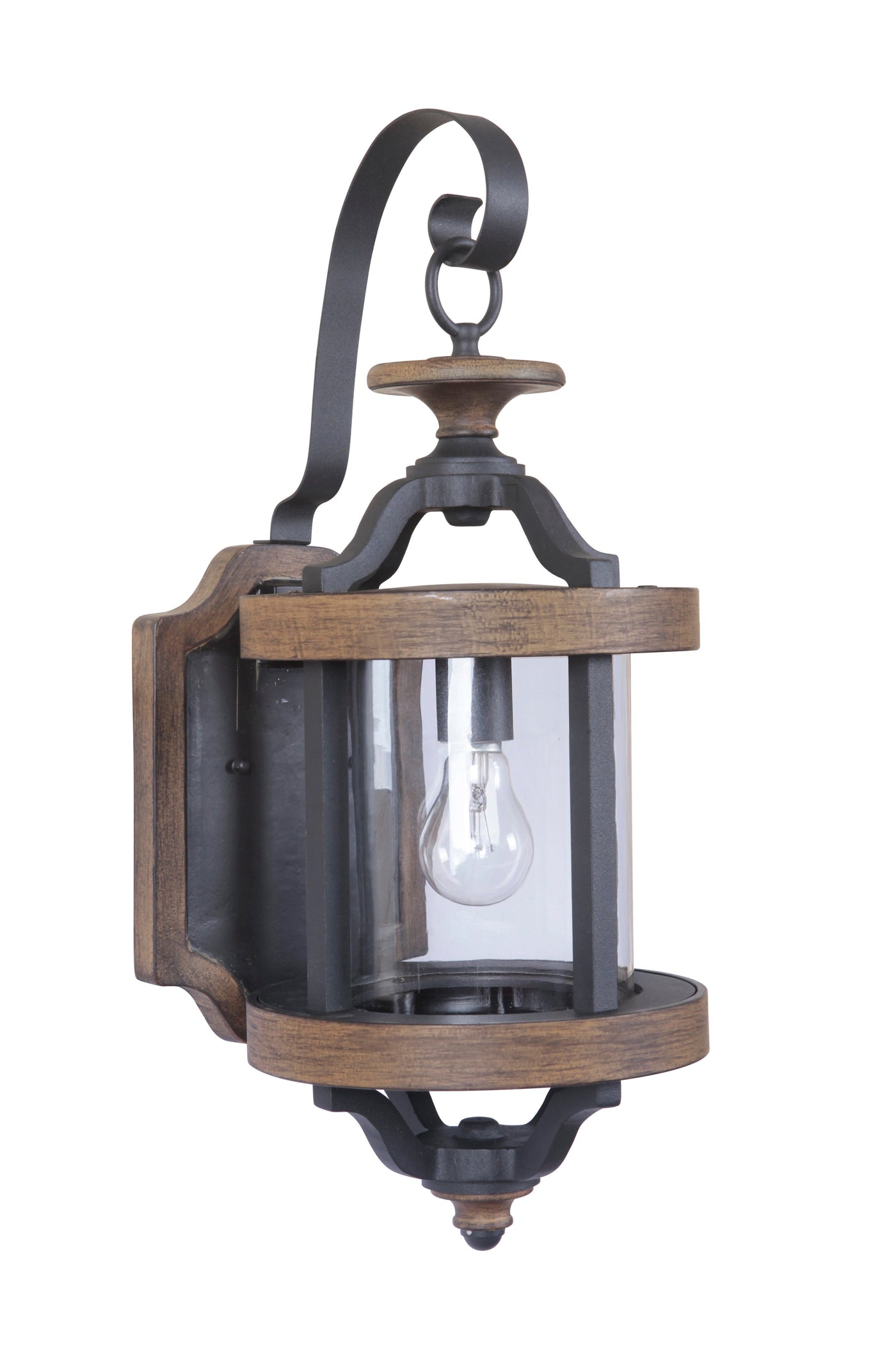 Antique Hardware Ashwood 1 Light Medium Outdoor Wall Lantern in Textured Black/Whiskey Barrel Exterior