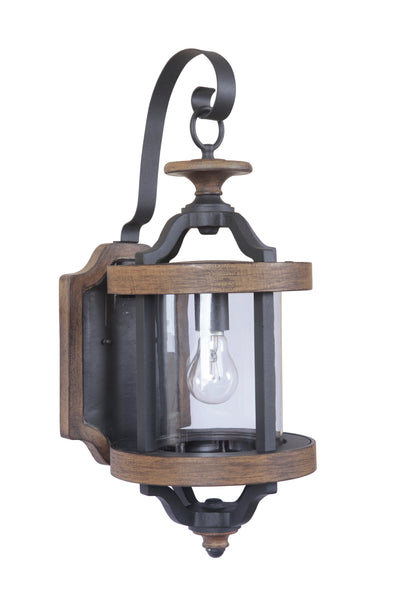 Antique Hardware Ashwood 1 Light Medium Outdoor Wall Lantern in Textured Black/Whiskey Barrel Exterior