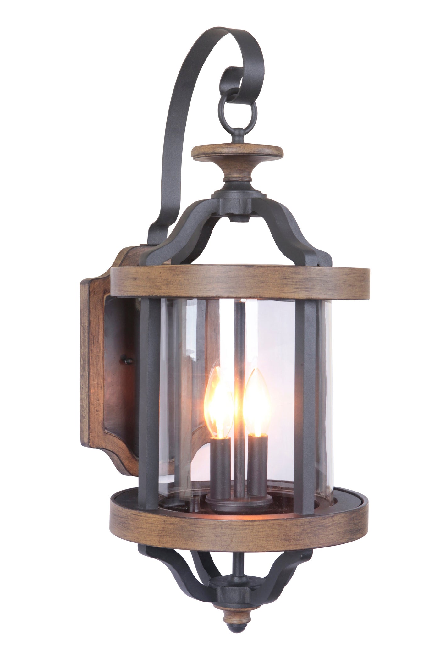 Antique Hardware Ashwood 2 Light Large Outdoor Wall Lantern in Textured Black/Whiskey Barrel Exterior