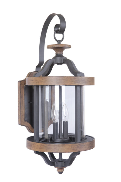 Antique Hardware Ashwood 2 Light Large Outdoor Wall Lantern in Textured Black/Whiskey Barrel Exterior