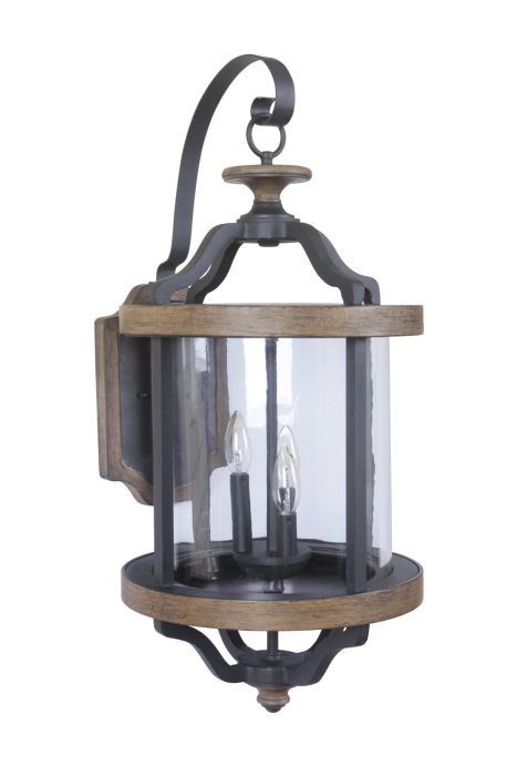 Antique Hardware Ashwood 3 Light Extra Large Outdoor Wall Lantern in Textured Black/Whiskey Barrel Exterior