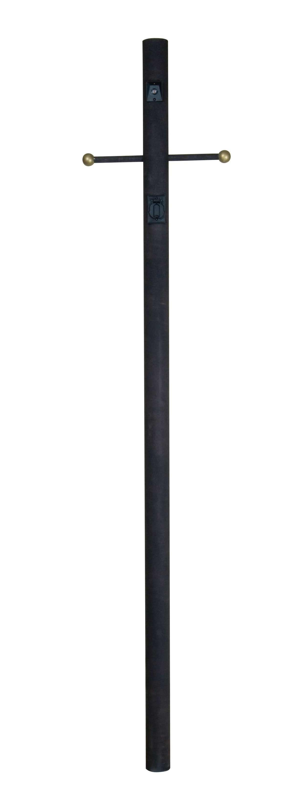 Antique Hardware 84" Smooth Direct Burial Post w/ Photocell & Convenience Outlet in Textured Black Exterior