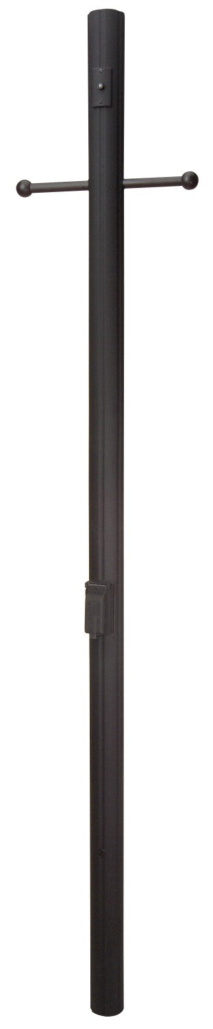 Antique Hardware 84" Fluted Direct Burial Post w/ Photocell & Convenience Outlet in Textured Black Exterior