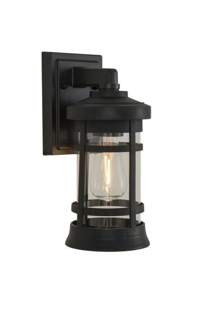 Antique Hardware Resilience Small Outdoor Lantern in Textured Black, Clear Lens Exterior