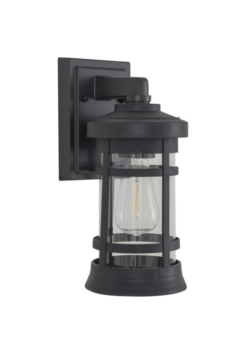 Antique Hardware Resilience Small Outdoor Lantern in Textured Black, Clear Lens Exterior