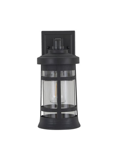 Antique Hardware Resilience Small Outdoor Lantern in Textured Black, Clear Lens Exterior