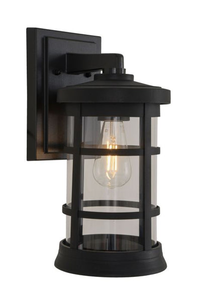 Antique Hardware Resilience Large Outdoor Lantern in Textured Black, Clear Lens Exterior