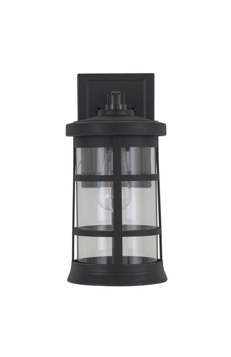 Antique Hardware Resilience Large Outdoor Lantern in Textured Black, Clear Lens Exterior