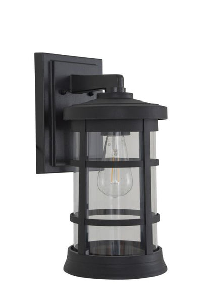 Antique Hardware Resilience Large Outdoor Lantern in Textured Black, Clear Lens Exterior