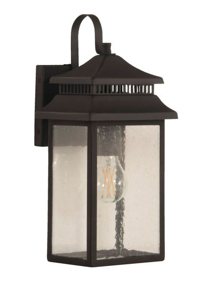 Antique Hardware Crossbend 1 Light Small Outdoor Wall Lantern in Dark Bronze Gilded Exterior