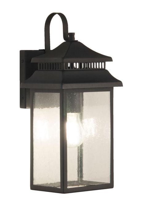 Antique Hardware Crossbend 1 Light Small Outdoor Wall Lantern in Textured Black Exterior