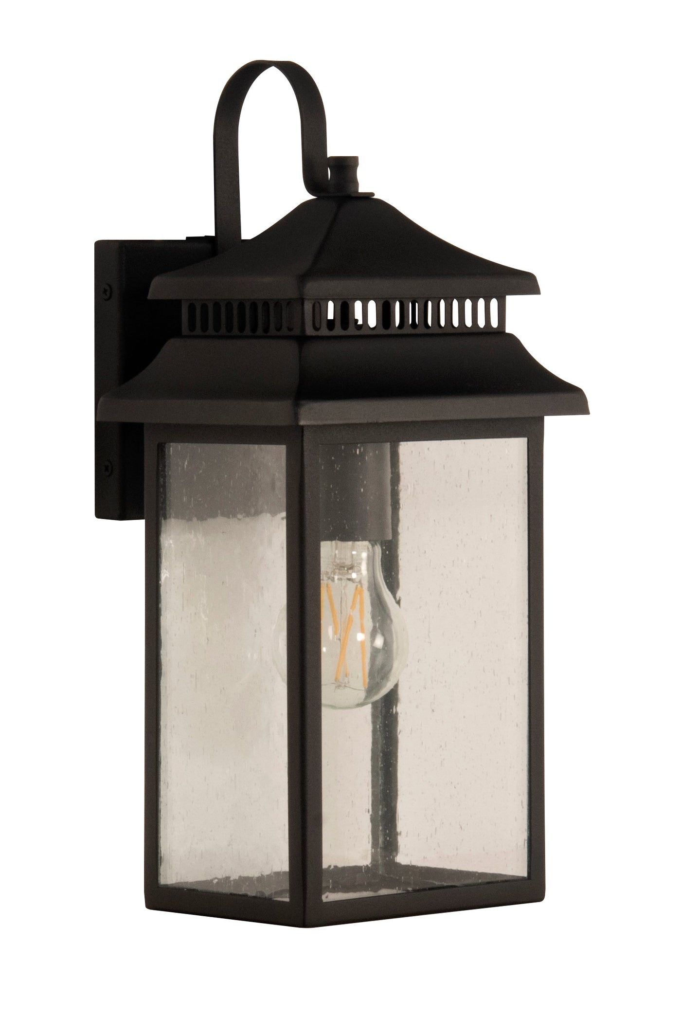 Antique Hardware Crossbend 1 Light Small Outdoor Wall Lantern in Textured Black Exterior