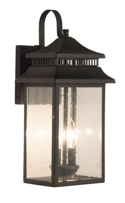 Antique Hardware Crossbend 2 Light Medium Outdoor Wall Lantern in Textured Black Exterior