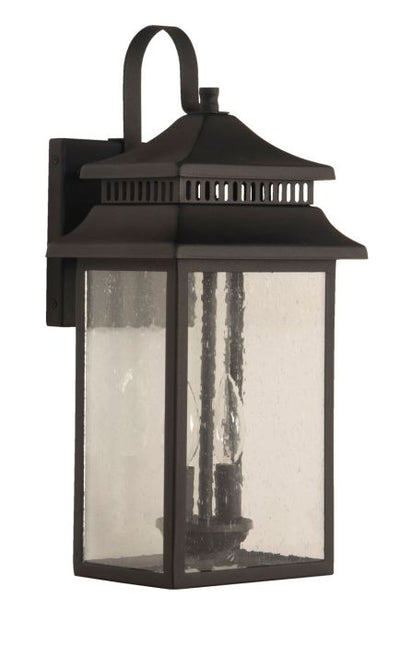 Antique Hardware Crossbend 2 Light Medium Outdoor Wall Lantern in Textured Black Exterior