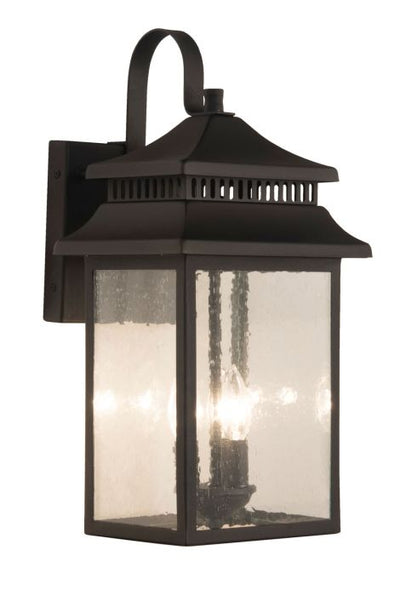 Antique Hardware Crossbend 3 Light Large Outdoor Wall Lantern in Textured Black Exterior