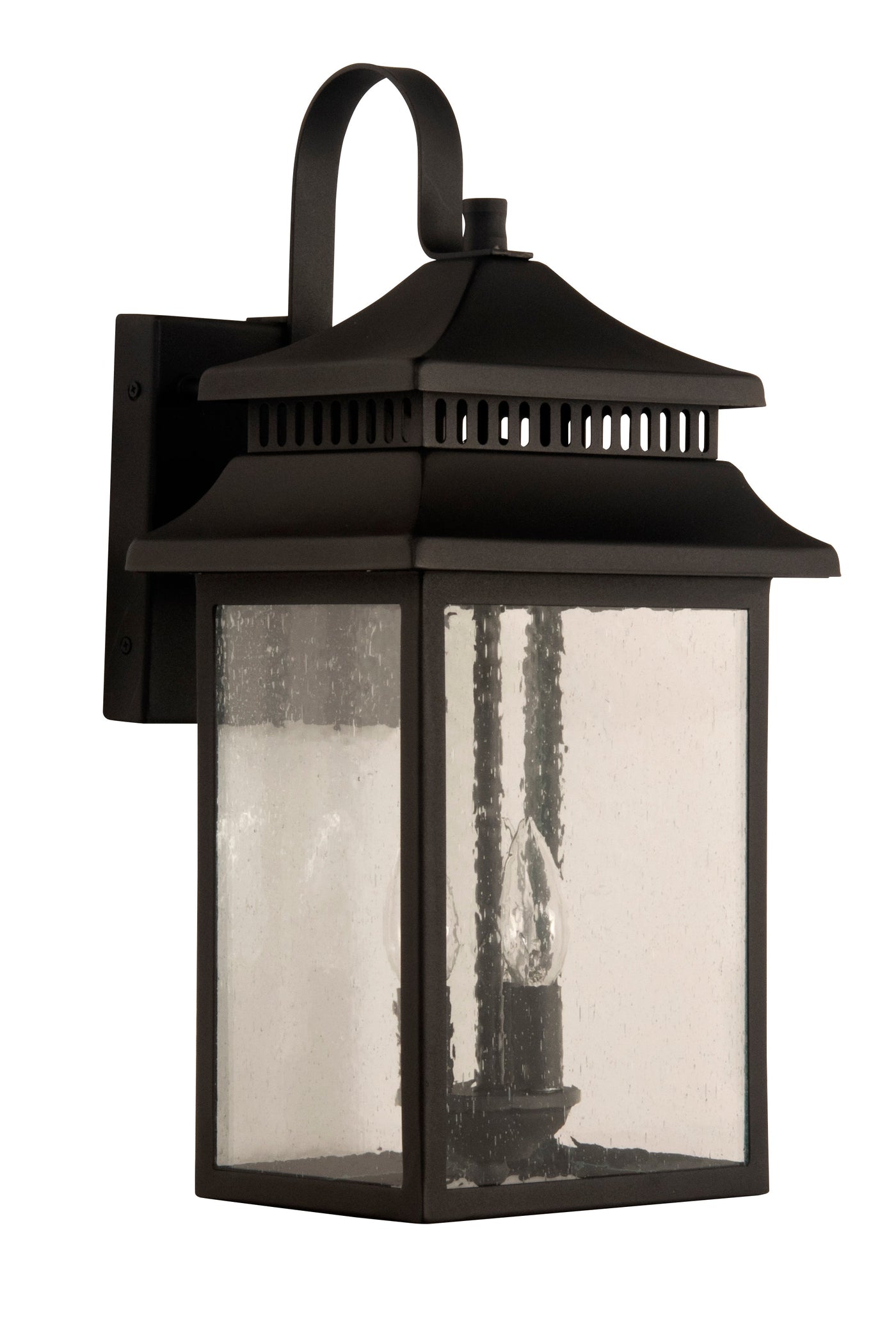 Antique Hardware Crossbend 3 Light Large Outdoor Wall Lantern in Textured Black Exterior