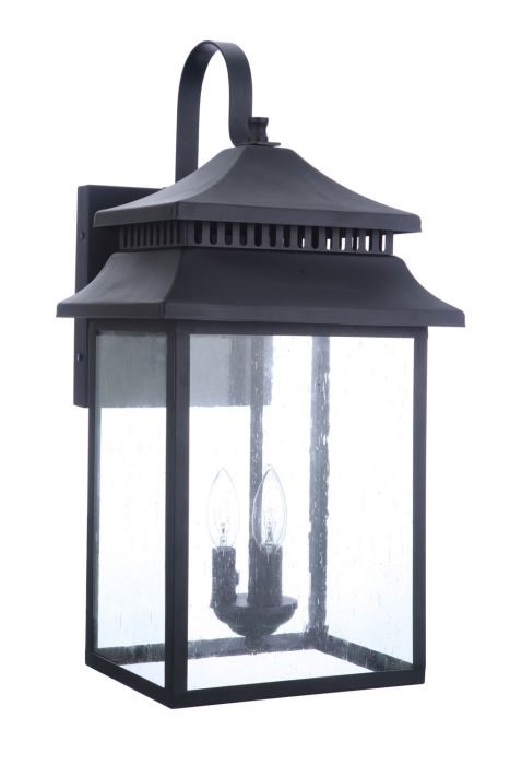 Antique Hardware Crossbend 3 Light Extra Large Outdoor Wall Lantern in Textured Black Exterior