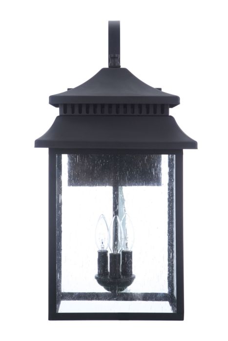 Antique Hardware Crossbend 3 Light Extra Large Outdoor Wall Lantern in Textured Black Exterior