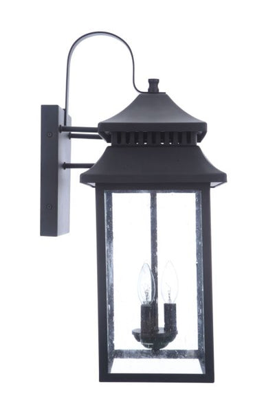 Antique Hardware Crossbend 3 Light Extra Large Outdoor Wall Lantern in Textured Black Exterior