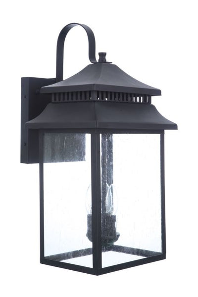 Antique Hardware Crossbend 3 Light Extra Large Outdoor Wall Lantern in Textured Black Exterior