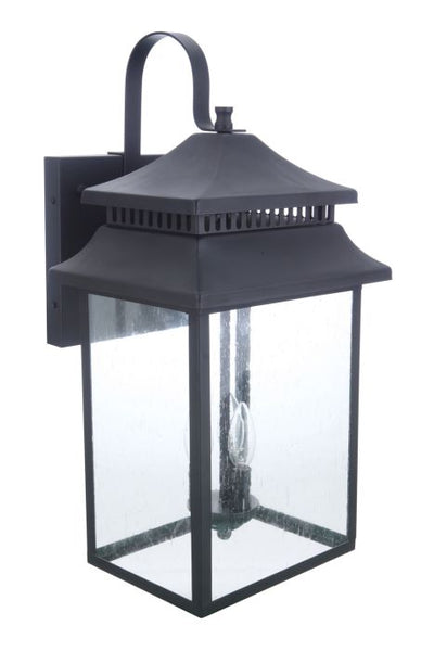 Antique Hardware Crossbend 3 Light Extra Large Outdoor Wall Lantern in Textured Black Exterior