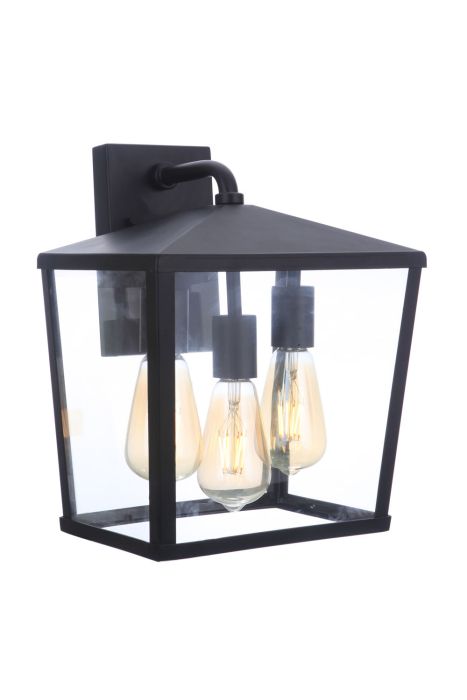 ##Antique Hardware## Olsen 3 Light Medium Outdoor Wall Lantern in Midnight