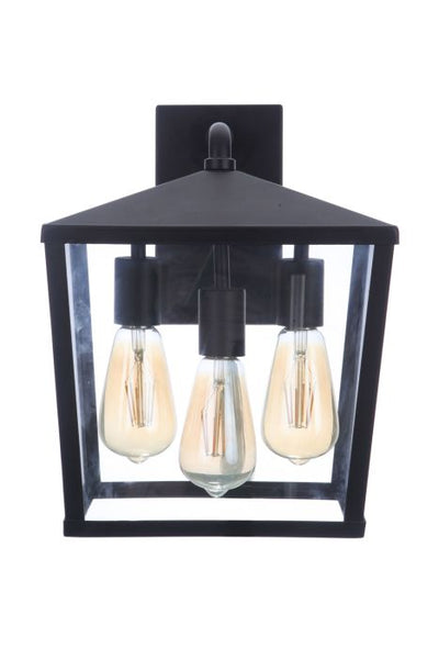 ##Antique Hardware## Olsen 3 Light Medium Outdoor Wall Lantern in Midnight